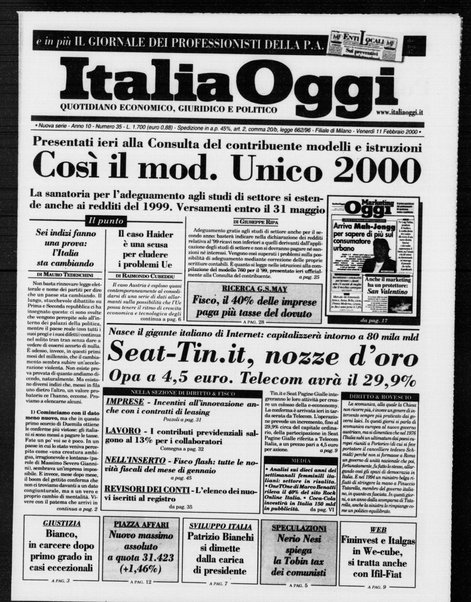 Italia oggi : quotidiano di economia finanza e politica